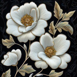 金色边缘的白花艺术展现