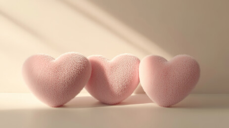 白色背景下桌子上的心形特写镜头