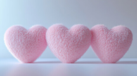 白色背景下桌子上的心形特写镜头