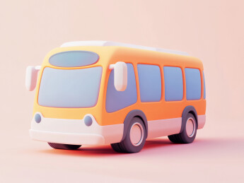 卡通风格的黄色巴士