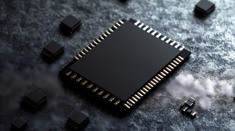 黑色方形芯片与电子元件