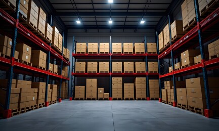 仓库整齐堆放的箱子