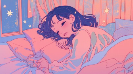 少女安睡星空夜景