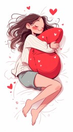 女孩抱着抱枕熟睡