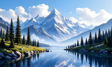 壮丽的高山湖泊景色