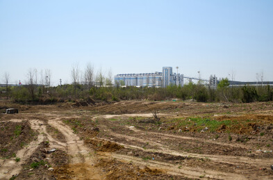 田野里储存散装谷物粮食的筒仓