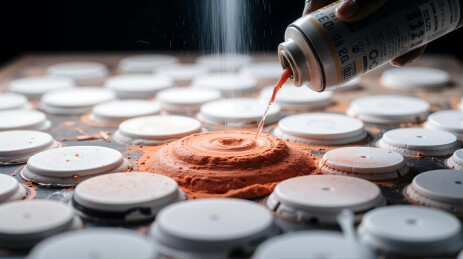 用喷雾瓶倒红泥