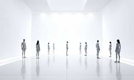 白色房间中的黑色身影