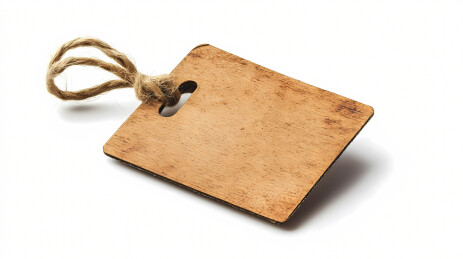 带麻绳孔的方形木质标签