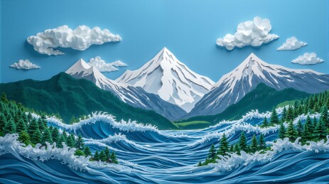 纸雕画 山水