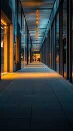 夜晚商业街廊道灯光