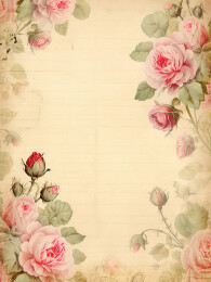 复古年代感边框玫瑰花信纸怀旧明信片背景