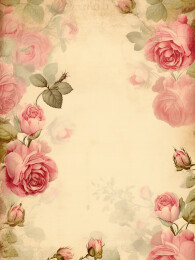 复古年代感玫瑰花信纸怀旧明信片边框背景