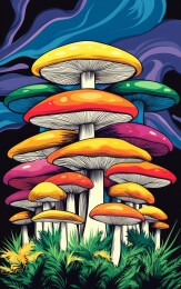 多彩蘑菇森林插画