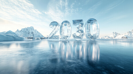 湖面冰雕立体数字2028