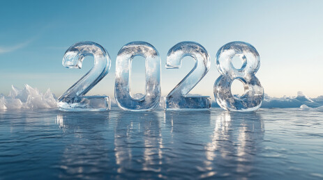 湖面冰雕立体数字2028