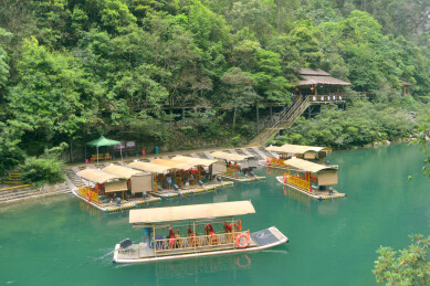 贵州黔南荔波小七孔景区 大七孔游船码头