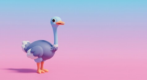 卡通鸵鸟可爱童趣治愈系3D插图