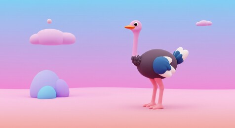 卡通鸵鸟可爱童趣治愈系3D插图