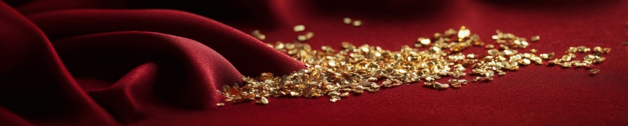 红绸上散落的细碎金粒