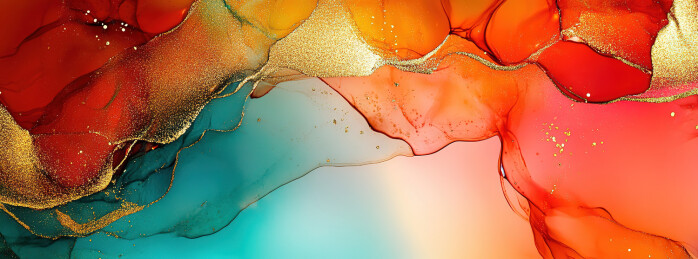 彩色颜料在水中飞溅的特写镜头