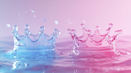 彩色背景下水滴下落的特写镜头