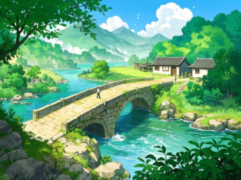 宁静的乡村桥景