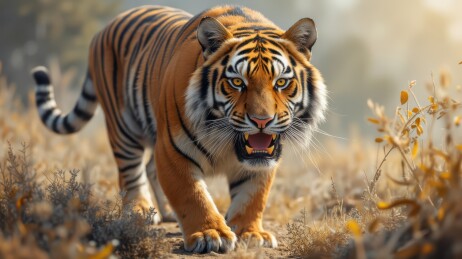 草原上的威猛老虎