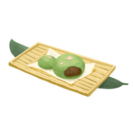 竹编盘青团节气传统食物