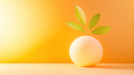 绿色萌芽的白色球体