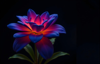 暗夜绚丽花朵艺术画面