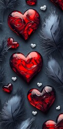 红与黑交织的浪漫爱心图景