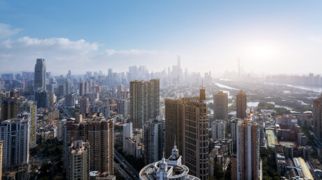 航拍惠州惠城江北CBD城市天际线大景