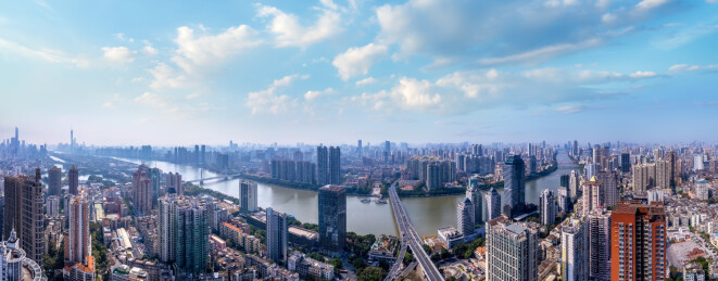 航拍惠州惠城江北CBD城市天际线大景