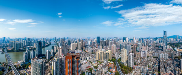 航拍惠州惠城江北CBD城市天际线大景