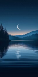 宁静的湖畔夜色自然背景