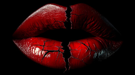 红色嘴唇特写照片