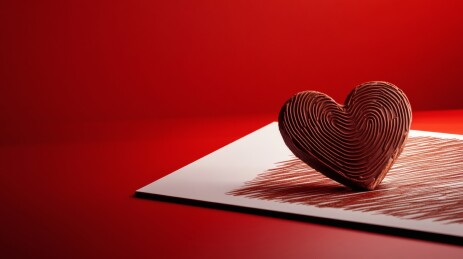 红底上的心形指纹巧克力