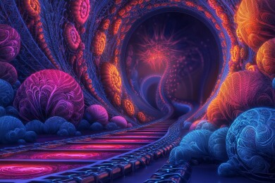 神秘隧道中的奇幻列车轨道