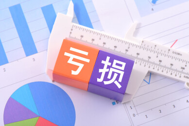 金融办公用品上放着文字积木亏损