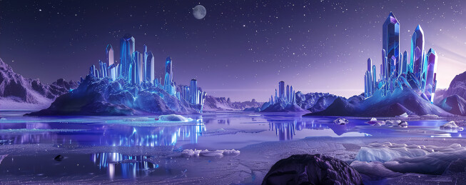 紫色星球冰锥科技背景