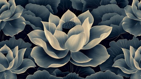 水墨莲花的禅意绽放