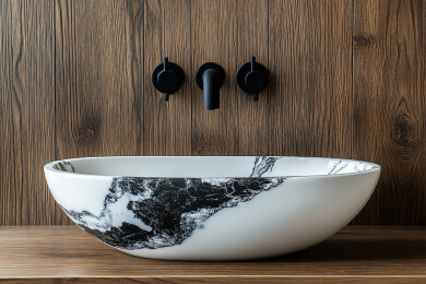 木桌上的碗和碗的特写镜头