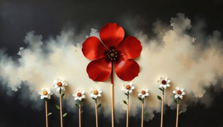 红花朵朵与小白花的梦幻组合