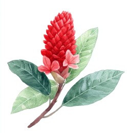 水彩画风格红色花卉植物