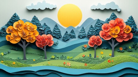 纸板胶水纸做卡通树