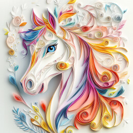 多彩梦幻剪纸马头像