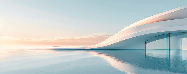 滨水极简建筑汽车背景