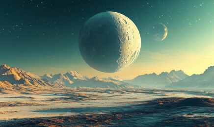 月球地面的梦幻场景