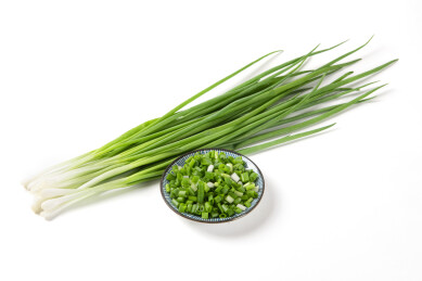 白色背景上的小葱
